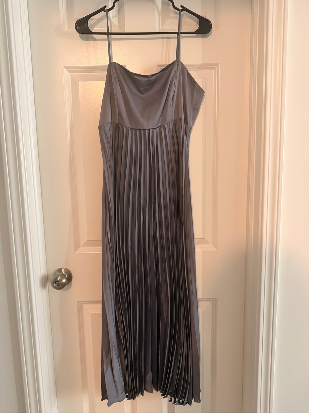 Petal & Pup Pleated Satin Maxi Dress in Gray